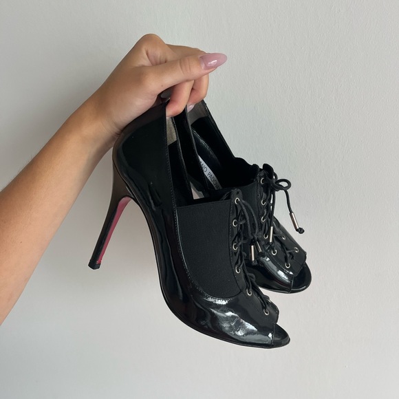 Lace Up Peep Toe Heels - Picture 1 of 6